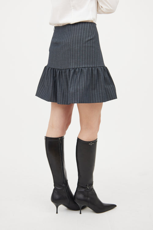 Ganni Grey 
White Pinstripe Skirt Set