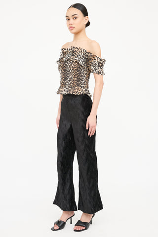 Ganni Pleated Satin High Rise Pant