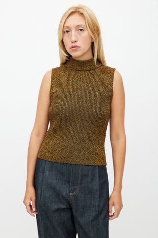 Ganni Black 
Gold Metallic Knit Scarf Top