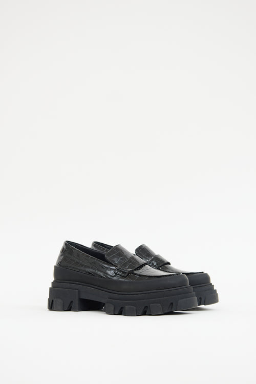 Ganni Black Patent Platform Loafer