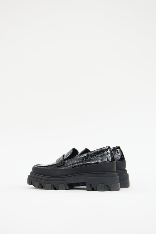 Ganni Black Patent Platform Loafer