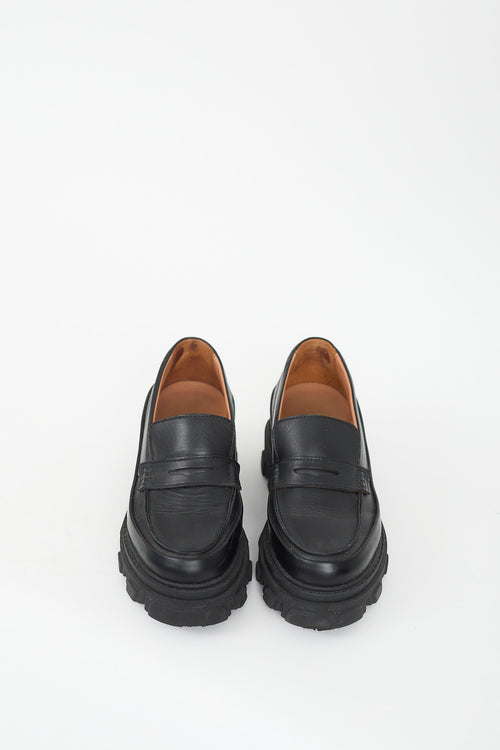 Ganni Black Leather Chunky Loafer