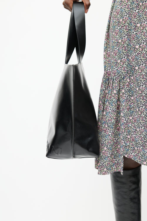 Ganni Black Leather Logo Tote