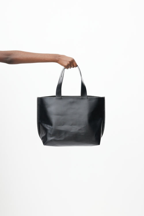 Ganni Black Leather Logo Tote