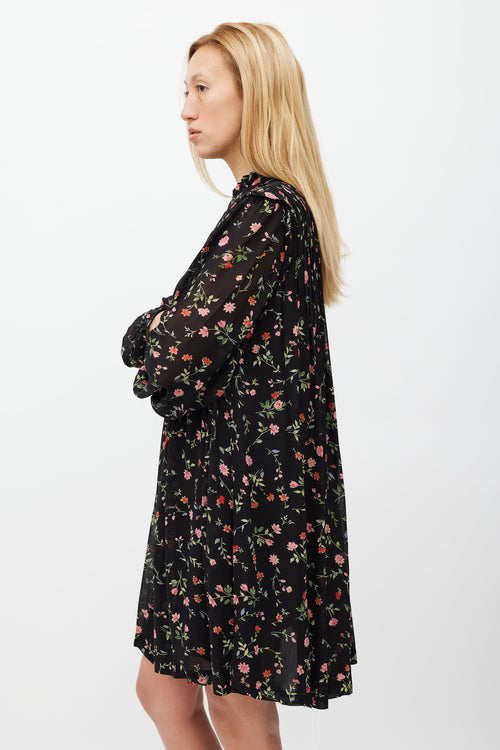 Ganni Black 
Multi Floral Long Sleeve Dress