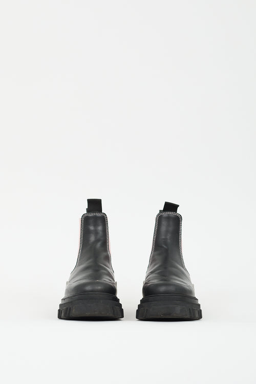 Ganni Black 
Pink Leather Chelsea Boot