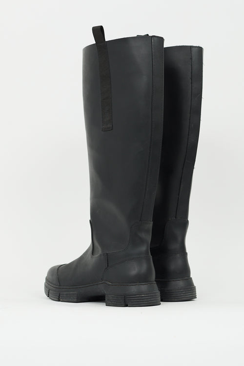 Ganni Black Rubber Country Boot