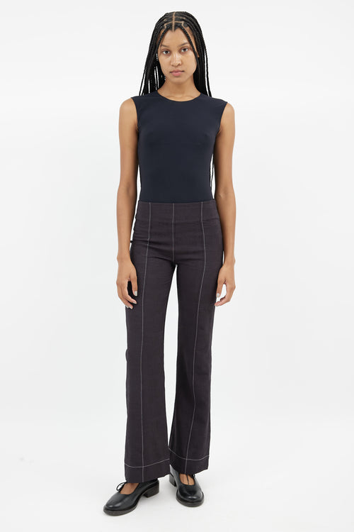 Ganni Black Textured Flare Pant