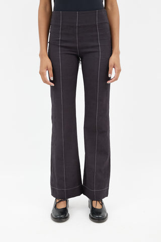 Ganni Black Textured Flare Pant