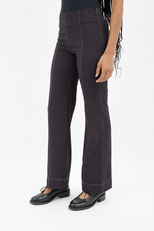 Ganni Black Textured Flare Pant