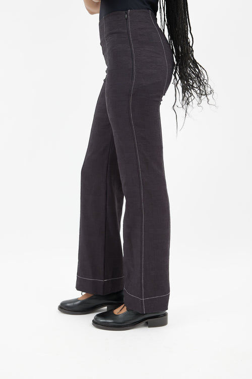 Ganni Black Textured Flare Pant