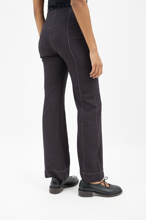 Ganni Black Textured Flare Pant