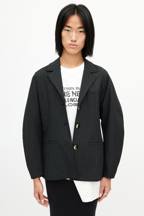 Ganni Black 
Yellow Pinstripe Blazer