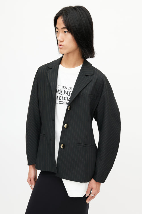 Ganni Black 
Yellow Pinstripe Blazer