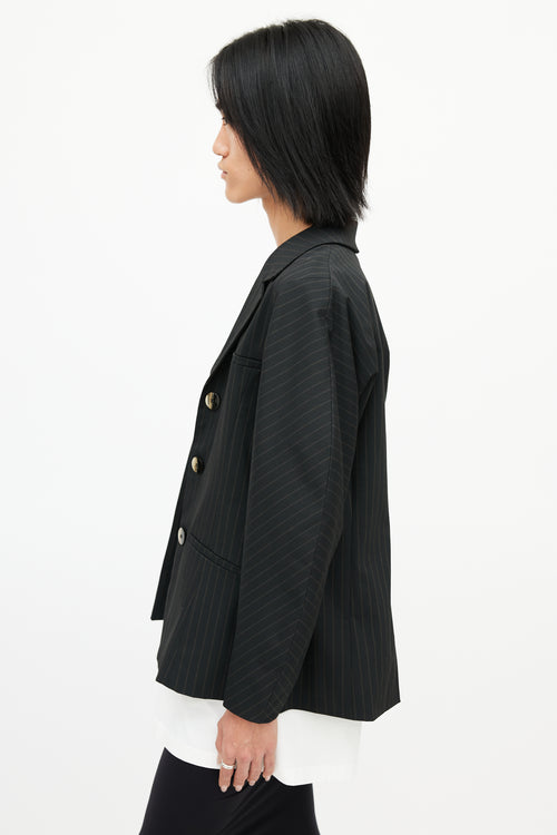 Ganni Black 
Yellow Pinstripe Blazer