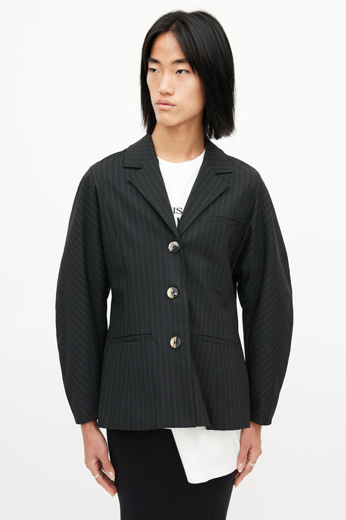 Ganni Black 
Yellow Pinstripe Blazer