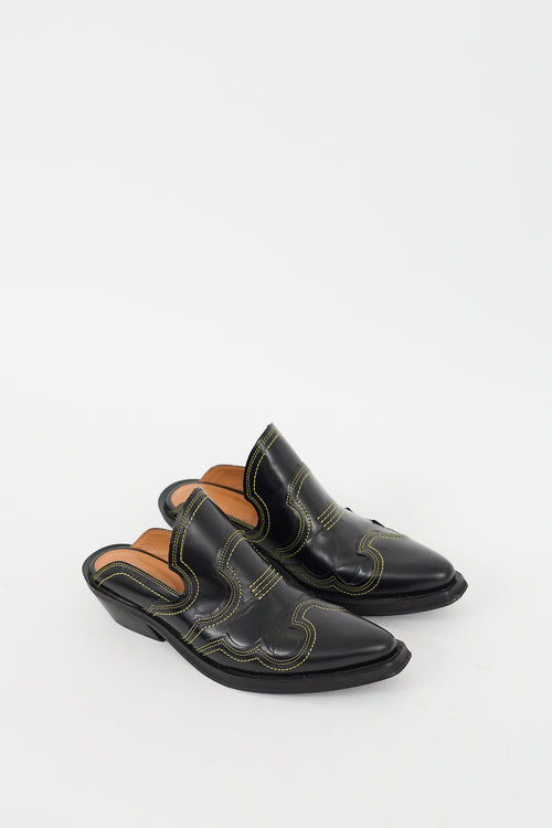 Ganni Black 
Yellow Western Mule