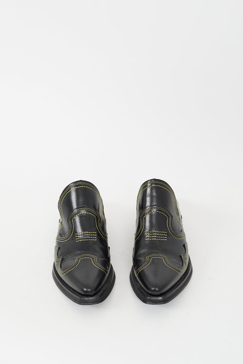 Ganni Black 
Yellow Western Mule