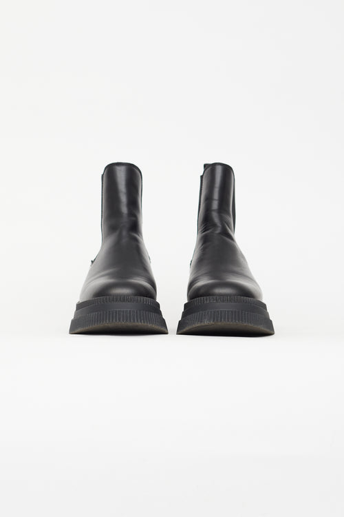 Ganni Black Leather Creepers Chelsea Ankle Boot