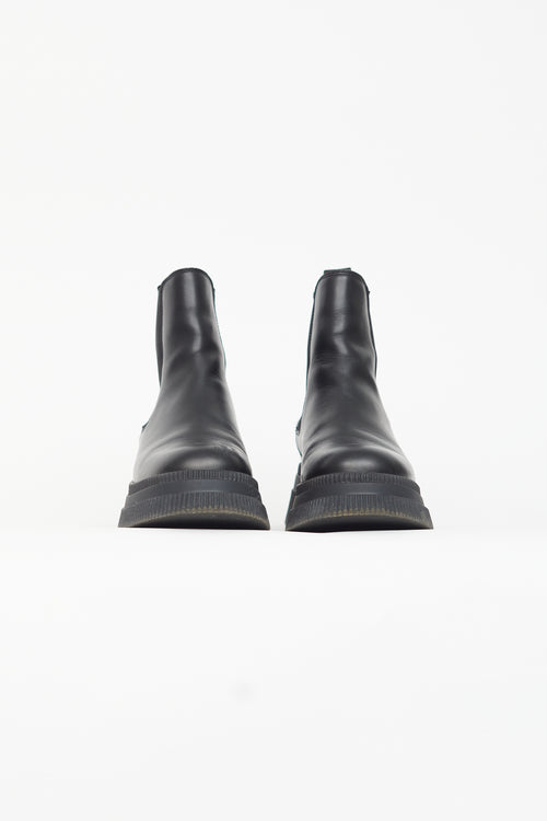 Ganni Black Leather Creeper Chelsea Boot