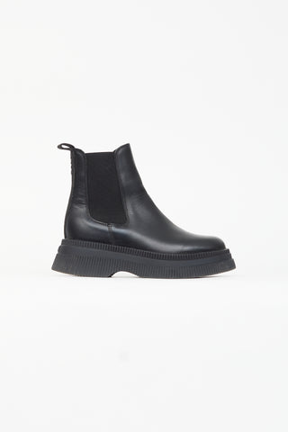 Ganni Black Leather Creeper Chelsea Boot