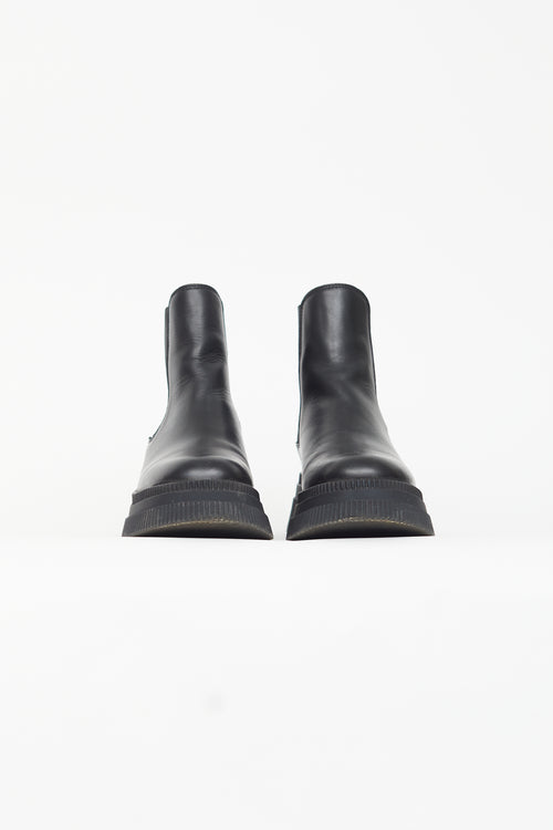 Ganni Black Leather Creeper Chelsea Boot