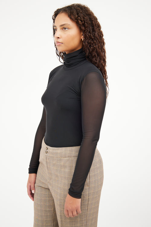 Ganni Black Mesh Top