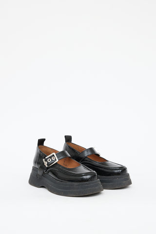 Ganni Black Patent Leather Mary Jane Loafer