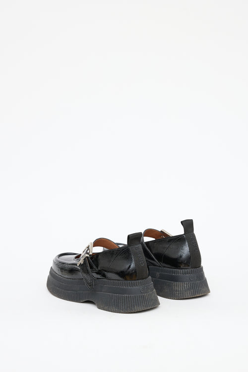 Ganni Black Patent Leather Mary Jane Loafer