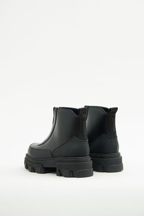 Ganni Black Zip Ankle Boot