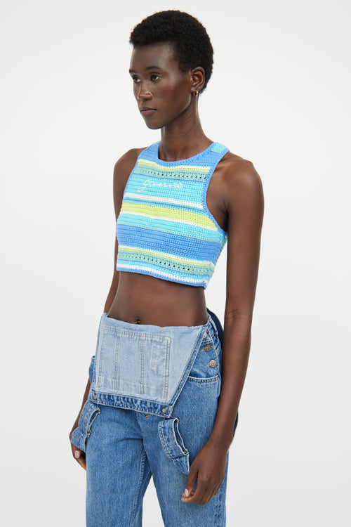 Ganni Blue 
Multicolour Striped Racerback Knit Top