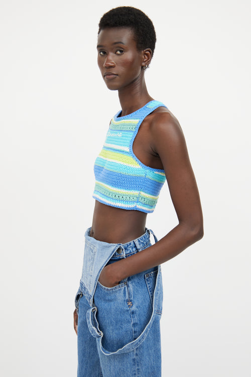 Ganni Blue 
Multicolour Striped Racerback Knit Top