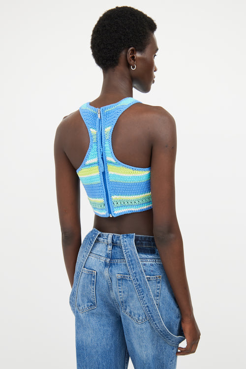 Ganni Blue 
Multicolour Striped Racerback Knit Top