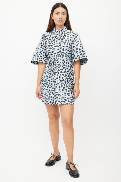 Ganni Bue 
Black Crispy Print Shirt Dress