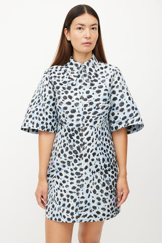 Ganni Bue 
Black Crispy Print Shirt Dress