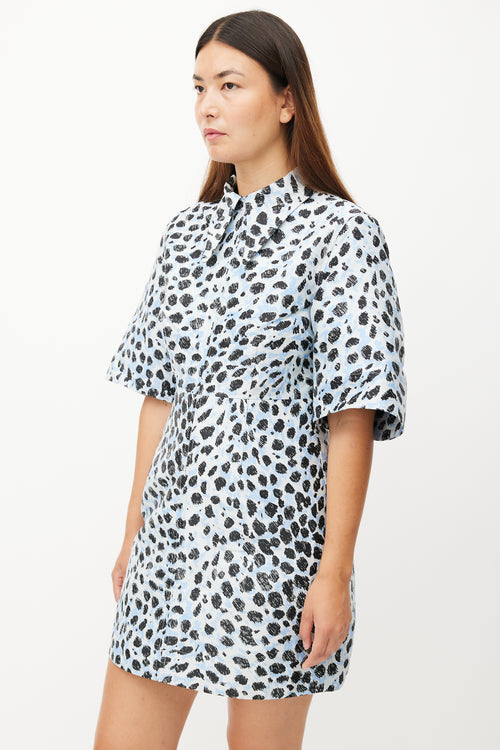 Ganni Bue 
Black Crispy Print Shirt Dress