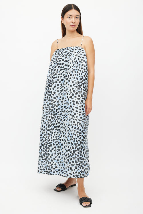 Ganni Blue 
Black Print Crispy Tent Dress