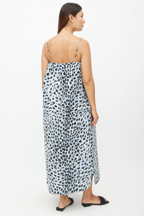 Ganni Blue 
Black Print Crispy Tent Dress