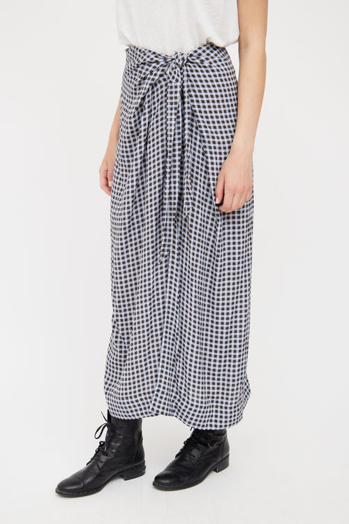 Blue 
Grey Gingham Maxi Skirt Ganni