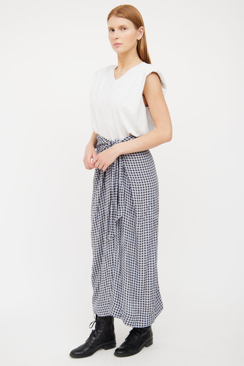 Blue 
Grey Gingham Maxi Skirt Ganni