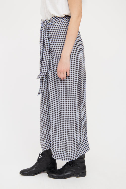 Blue 
Grey Gingham Maxi Skirt Ganni