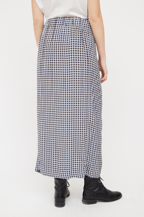 Blue 
Grey Gingham Maxi Skirt Ganni