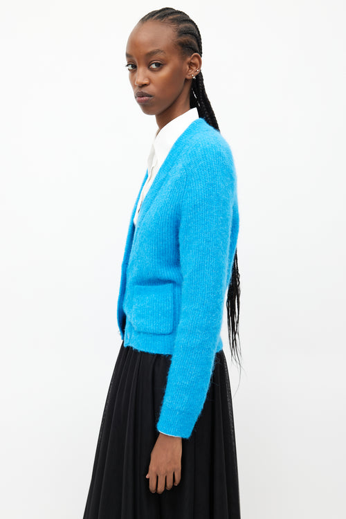 Ganni Blue Wool Jewel Cardigan