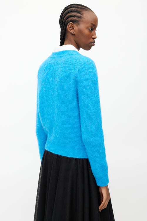 Ganni Blue Wool Jewel Cardigan