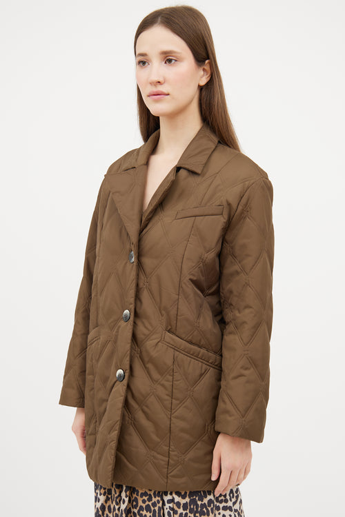 Ganni Brown Nylon Quilted Jacket