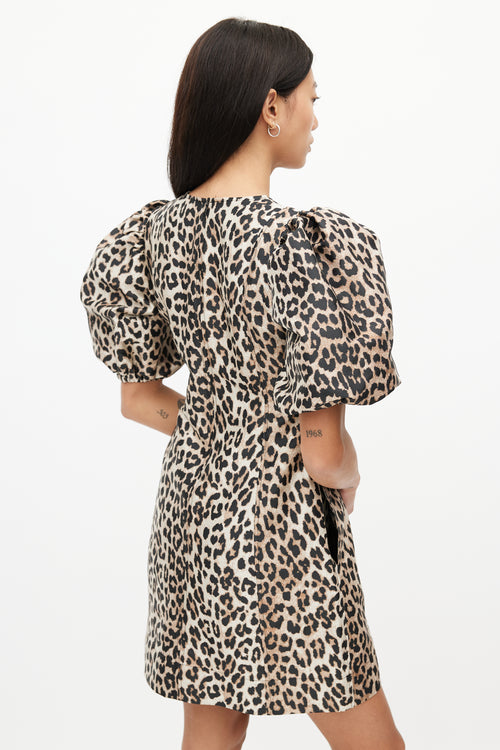 Ganni Brown 
Black Print Puff Dress