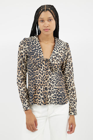 Ganni Brown 
Black Print Shirt