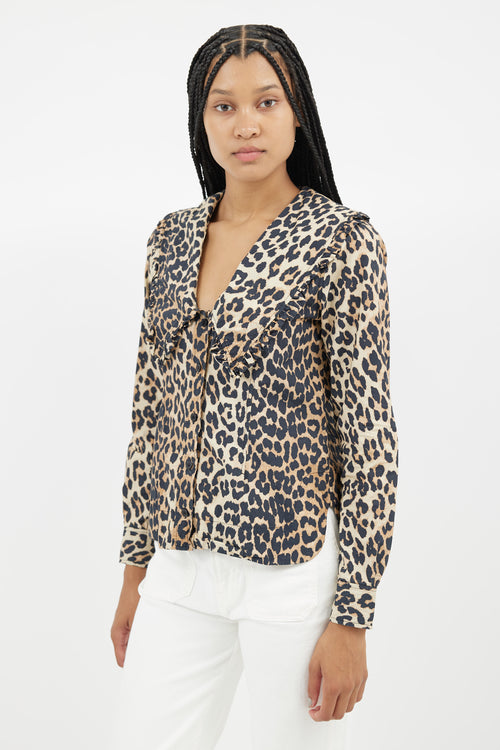 Ganni Brown 
Black Print Shirt