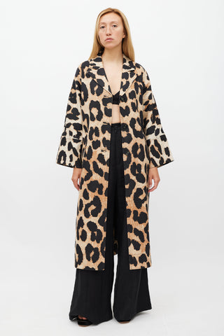 Ganni Brown 
Black Printed Light Coat