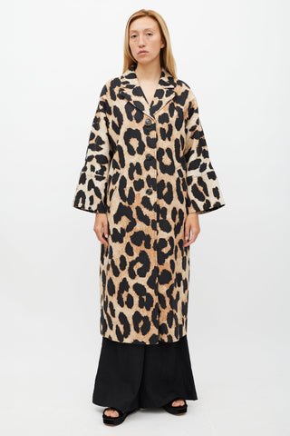 Ganni Brown 
Black Printed Light Coat